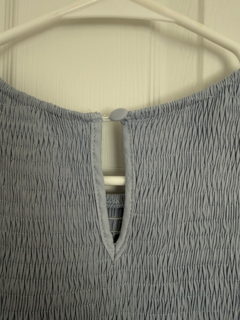 Light Blue Smocked Tiered Modest Maxi Dress - Picture 5 of 6